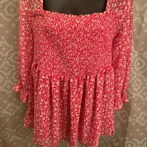 Pink daisy floral chiffon smock top